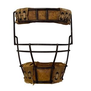 Vintage Baseball Catchers Mask Leather Padding Metal Wire Frame‎ Antique Sports